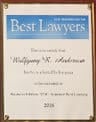 Wall plaque: Best Lawyers Business Edition, Best Lawyers 2016, Wolfgang R Anderson